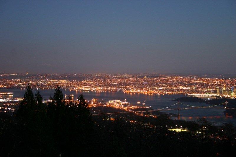 Night view towards town