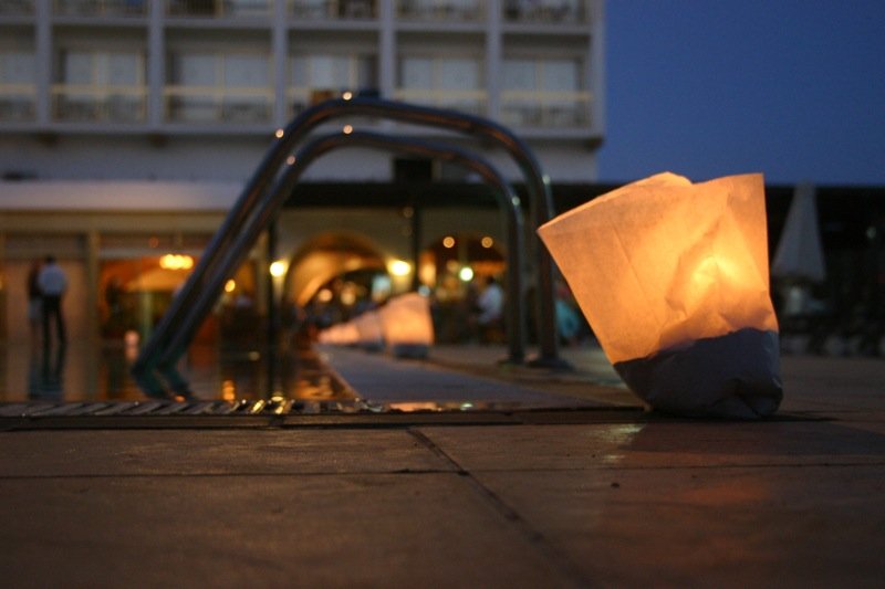 Candlelit poolside