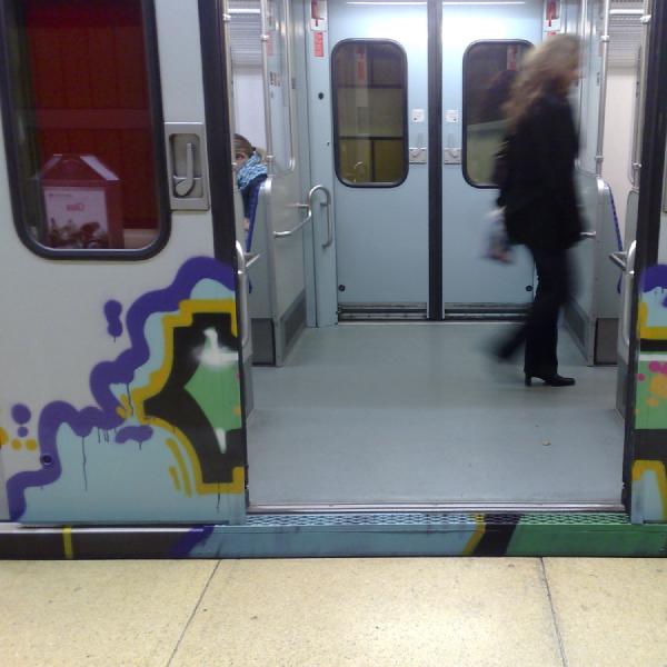 Walking through the graffiti