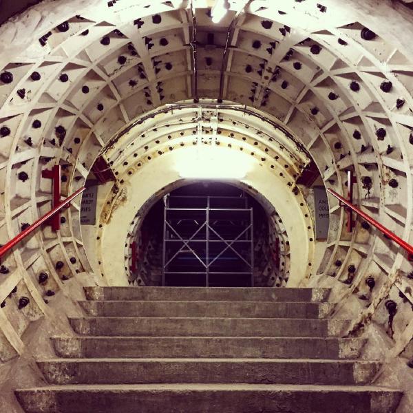 Stairs from Clapham South Deep Level Shelter up to the tube